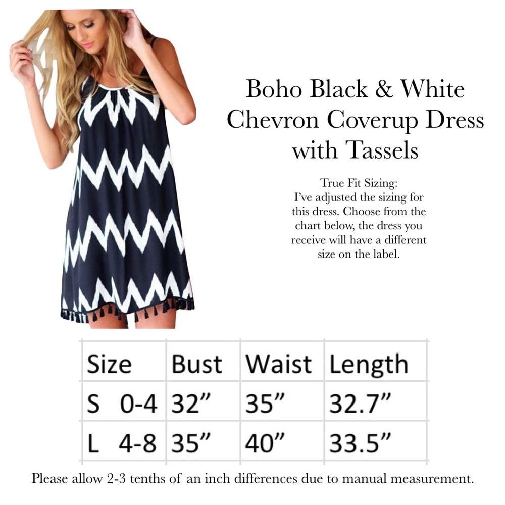 Boho Chevron Beach Coverup Dress with Tassels - Picture 10 of 10